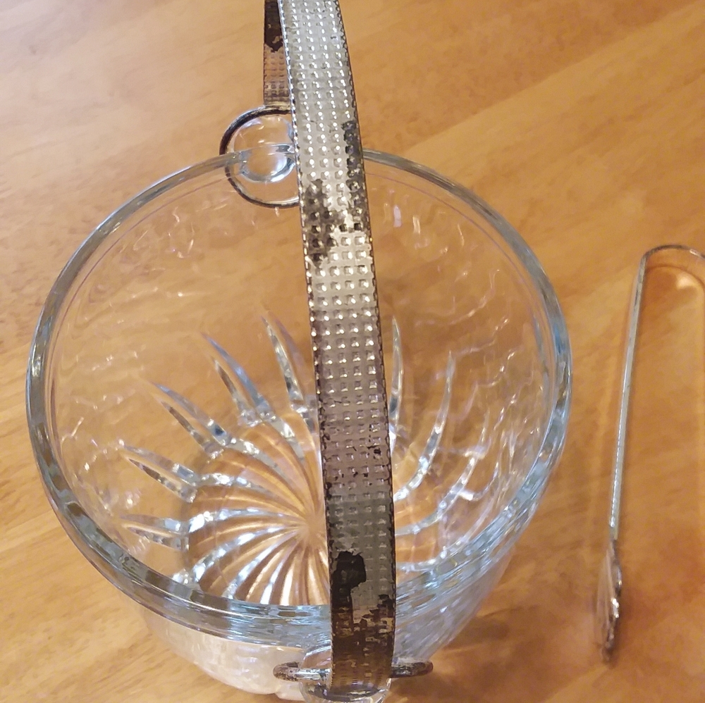 Vntg Ice Bucket Glass Handle Tongs - Picture 8 of 14